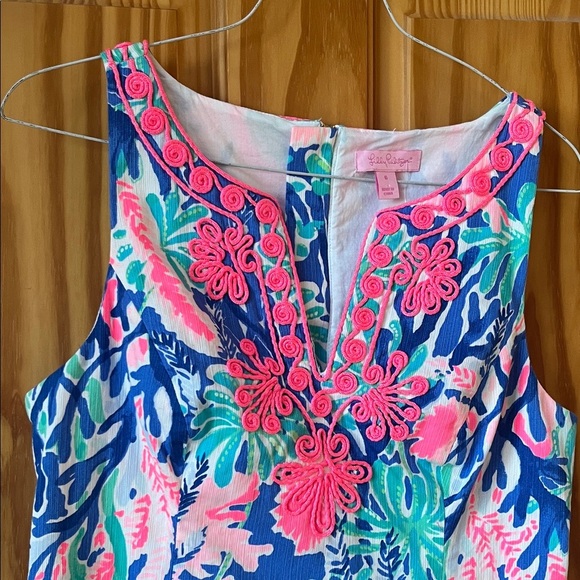 Lilly Pulitzer Pink and Blue Embroidered Dress - Picture 3 of 9